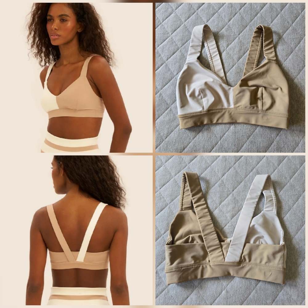 Vaara Taupe Bi-Color Sports Bra Small